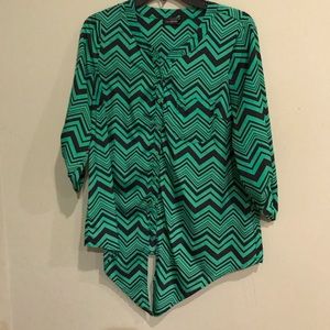 Limited Green / Navy Chevron Blouse